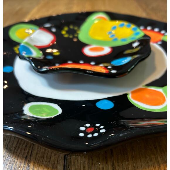 Vintage Ganz Bella Casa Plate Set Abstract Flower Scalloped Ruffle Edge 80’s - Picture 7 of 7